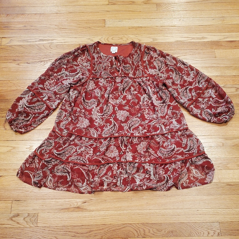 Blue Rain Rust Paisley Mini Dress
